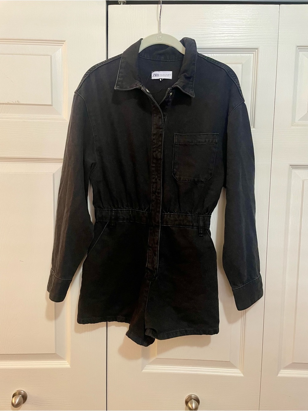 Zara Black Denim Utility Jacket